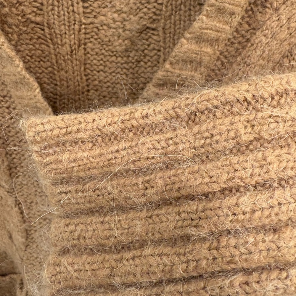 J. Crew Brown Rust Wool Alpaca Blend  Cable Knit Oversized Cardigan Size M - Picture 7 of 16